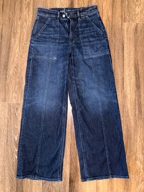 American Eagle Outfitters Dark Blue Wide-Leg Utility Jeans